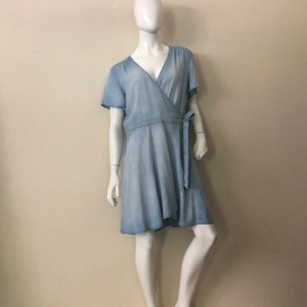 Cloth & Stone Acid Denim Wrap Dress Anthropologie